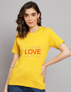 Women’s Love Bio-Wash Half Sleeve T-Shirt | Printonn