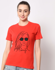 Beauty half sleeve women round neck t-shirt