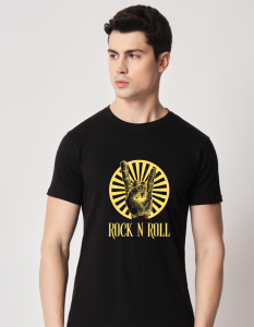 Rock n roll half sleeve men round neck t-shirt