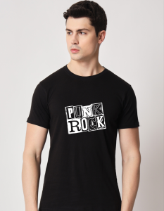 Punk rock half sleeve men round neck t-shirt