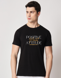 Positive attitude half sleeve men round neck t-shirt