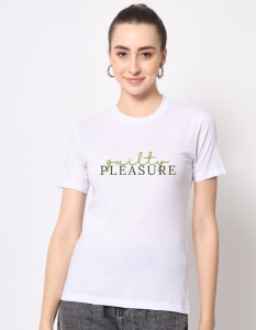 Pleasure half sleeve women round neck t-shirt