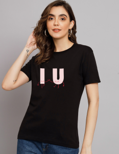 IU half sleeve women round neck t-shirt