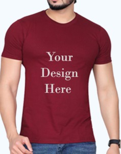 custom maroon design half sleeve men round neck t-shirt