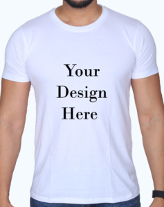 custom white design half sleeve men round neck t-shirt