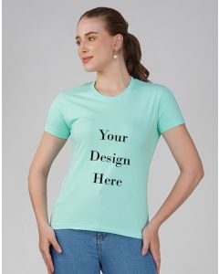 Custom women mint round neck t-shirt