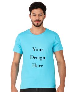 Custom blue men round neck t-shirt