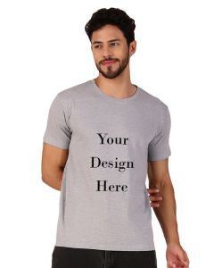 Custom grey melange men round neck t-shirt