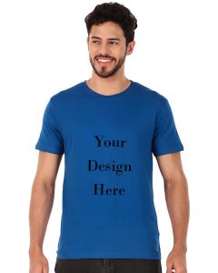 Custom blue men round neck t-shirt