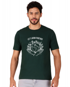 lets grow together half sleeve men round neck t-shirt