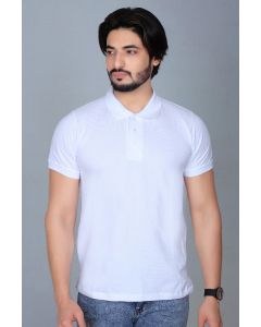 Plain White  men polo neck t-shirt