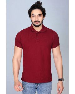 Plain Maroon  men polo neck t-shirt