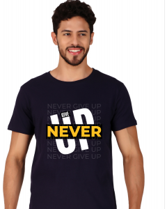 nevergiveup half sleeve men round neck t-shirt