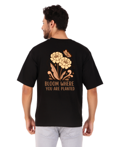 flower half sleeve men round neck t-shirt