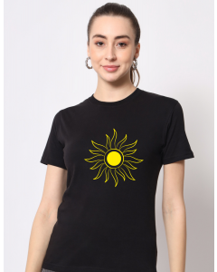Sunflover half sleeve women round neck t-shirt