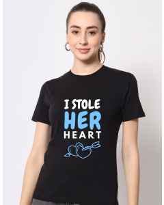 Stole her heart half sleeve women round neck t-shirt