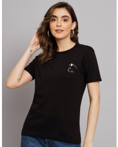 Cat half sleeve women round neck t-shirt
