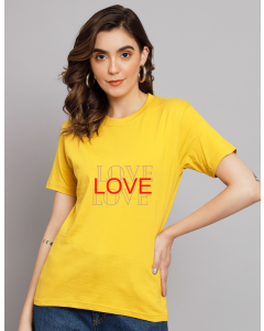 Love half sleeve women round neck t-shirt