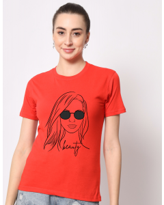 Beauty half sleeve women round neck t-shirt