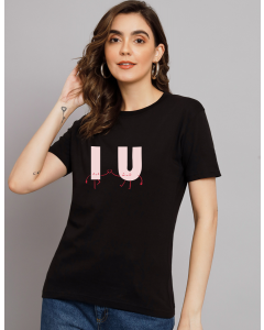 IU half sleeve women round neck t-shirt