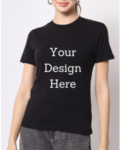 custom black design half sleeve women round neck t-shirt