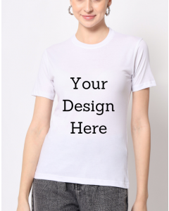 custom white women design half sleeve women round neck t-shirt