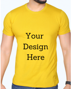 custom yellow design half sleeve men round neck t-shirt