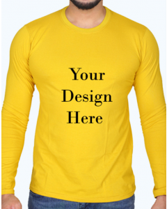 custom yellow design full sleeve men round neck t-shirt