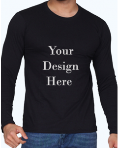 custom black design full sleeve men round neck t-shirt