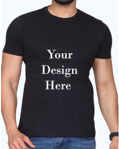 custom black men round neck half sleeve t-shirt design 