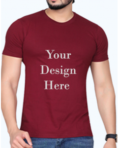 custom maroon design half sleeve men round neck t-shirt