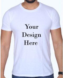 custom white design half sleeve men round neck t-shirt