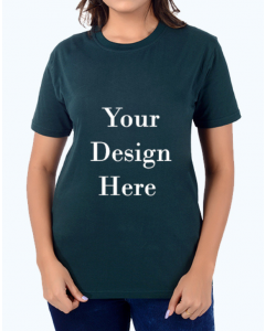 custom green design half sleeve women round neck t-shirt